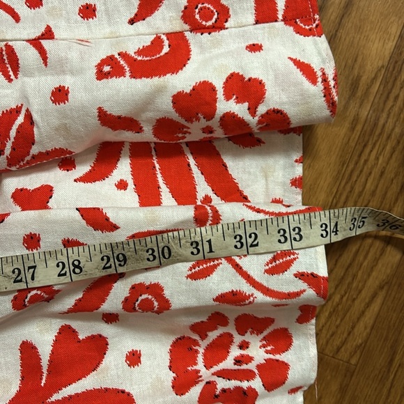 Cupcake and Cashmere Two Purce Red/White Floral Linen Skirt Set SZ Large - Picture 11 of 13
